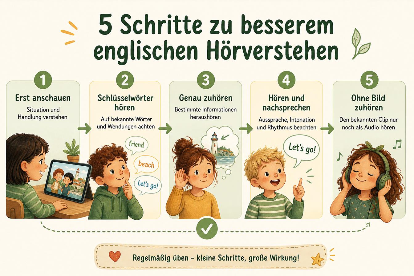 Infografik: 5 Englisch-Übungen fürs Hörverstehen
