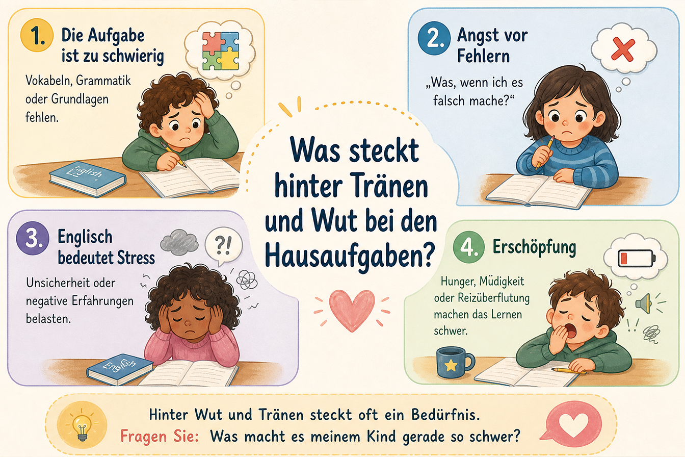 Ursachen für Streit, Tränen und Wutausbrüche bei Hausaufgaben
